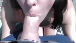 Hot immature blowjob in the open air