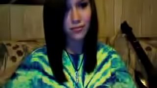 Video of a brunette teen girl talking to her BF via webcam