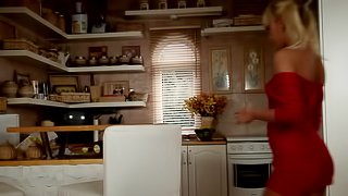 Katy Parker watches Tracy Gold masturbating in the kitchen