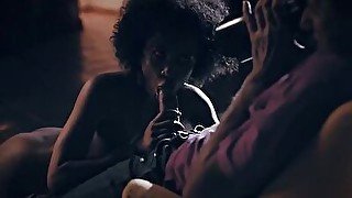 Photographer makes ebony model squirt and fingers her pussy