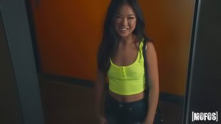 Exotic Asian hottie Lulu Chu jumps on a big boner like a professional