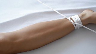 Bed Tied Girlfriend Cum Twice With Vibrator In Her Pussy