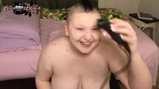 Pretty Big Tit BBW Babe Having Fun Shaving Her Head