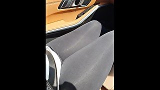 Step Mom Blowjob in the Car in the Supermarket Parking Lot make step son cum on her Leggings