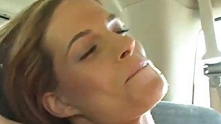 Dark haired horny cutie Chrissy Taylor gets fucked on the back seat of car tough