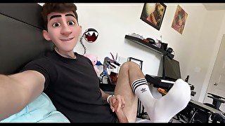 Cute Anime Cartoon Boy Jerks Off after Soccer Game!! Cums on his Face and Shows his Feet!