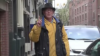 Old guy pays for a younger guy to nail and hooker in Amsterdam