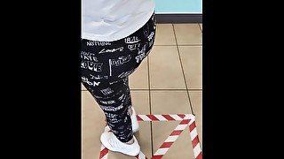 Step mom fucked and Huge Cumshot on H&M Leggings in a Public Changing Room (sex with step son)