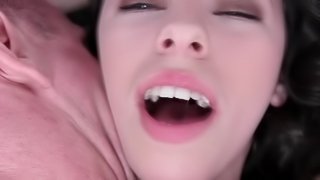 A sexy and wet girl is getting fucked hard on the bed here