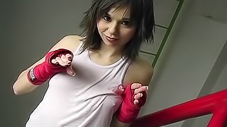 Sporty girl shadow boxing
