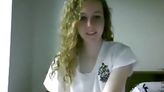 Cute girl with curly hair has cybersex with her bf