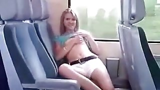 I film my girl posing in the train