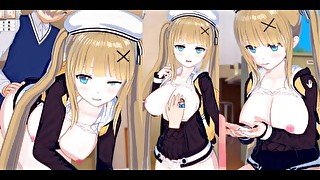 【エロゲーコイカツ！】金髪爆乳「エレノア(オリキャラ)」のおっぱい揉みまくりH！(アニメ3DCG動画)[Hentai Game Koikatsu! ](Anime 3DCG video)