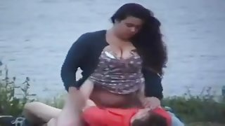 Caught in the act - couple having sex outdoor