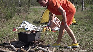 Outdoors fucking during camping with stunning amateur Andrea Sixth