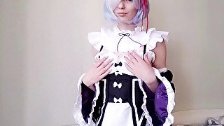 Rem (Re:zero) fucking her pussy with a dildo