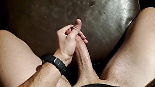 Stud edging thick cock slowly dripping thick hot cum