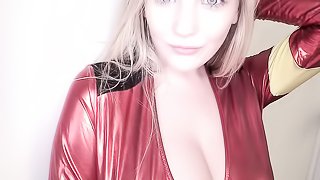 Blonde teen with big boobs loves to show off