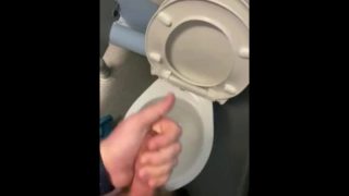 Masturbating in public toilets with big cumshot 
