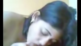 Indian girl sucking on hard cock of her bf and gets tight pussy fucked