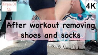 after workout, removing shoes, and knee high socks - glimpseofme