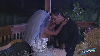 Horny bride cheats husband with muscular guy during the wedding night