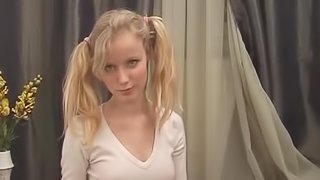 A hot bitch with cool boobs Anastasia masturbates in the room