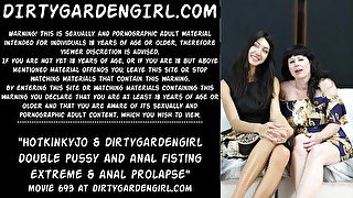 Hotkinkyjo & Dirtygardengirl double pussy and anal fisting extreme & anal prolapse