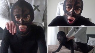 Doggystyle fuck with skinny nylon doll facing the camera