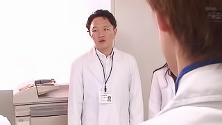 Asian nurse treated to a pussy drilling and a facial in the hospital