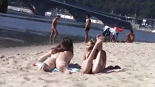 Nudist beach brings the best out of two hot teens