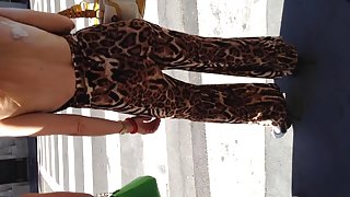 Nice booty in leopard dress
