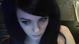 Skinny EMO immature plays with her dildo