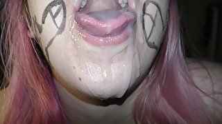 Wife swallow huge cumshots! Cheating, wife with mouthful of cum!