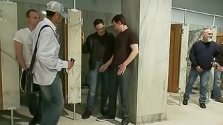 Innocent Ethan Hunter Gets Fucked BY A Bunch Of Gay Dudes In A Bathroom