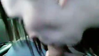 Playful girlfriend blowing my dick in the car on cam