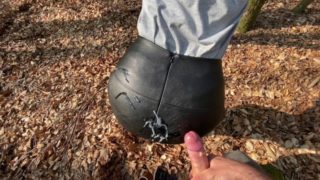 amateur stepmom is fucked outdoor in her leather skirt