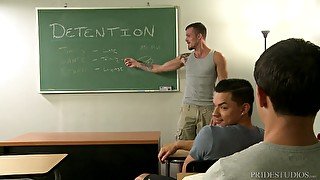 Jimmie Slater likes to fuck in the classroom with Lance Barr and one more gay