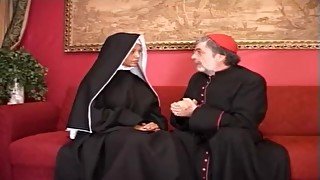 Tanned thicc PAWG leggy curvy big tits desperate blonde Nun enjoys fat old perv Priests thick cock in all holes to creampie - Anal