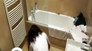 Wild amateurs fucking in the bathroom
